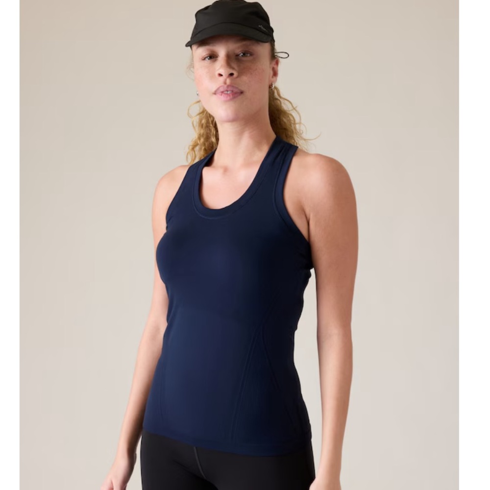 Athleta Momentum Seamless Racerback Tank Top Navy Blue Large L